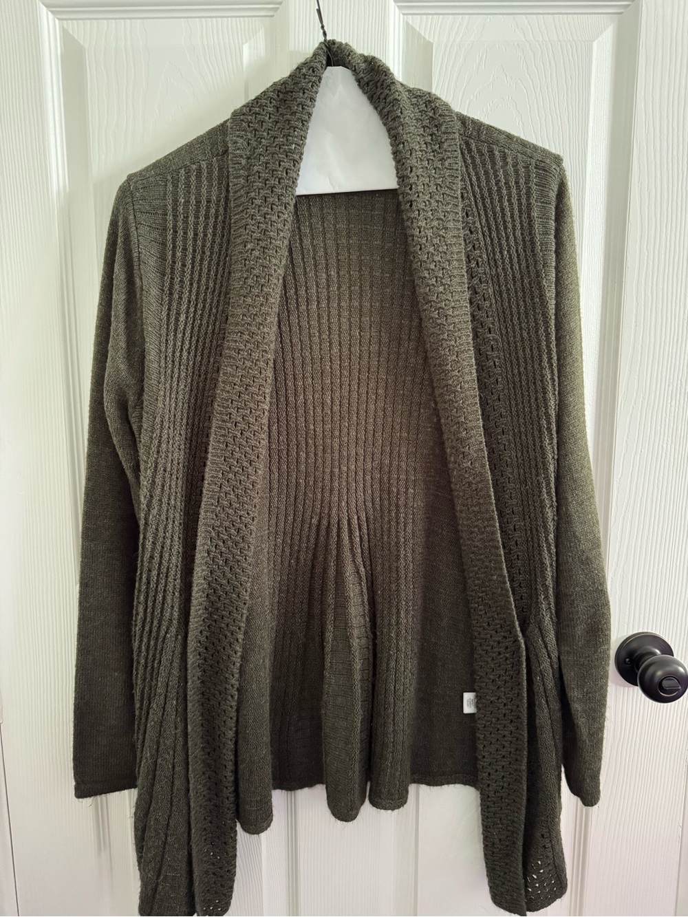 croft & barrow Olive Green Ribbed Shawl-Collar Cardigan